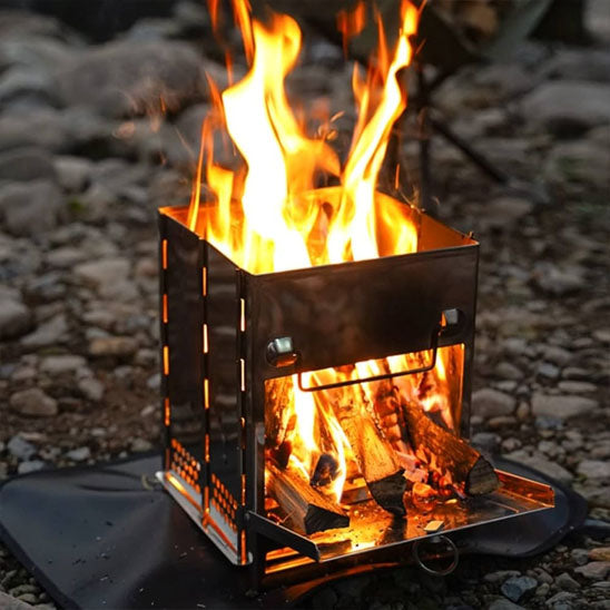 Réchaud à bois pliable en acier inoxydable pour camping